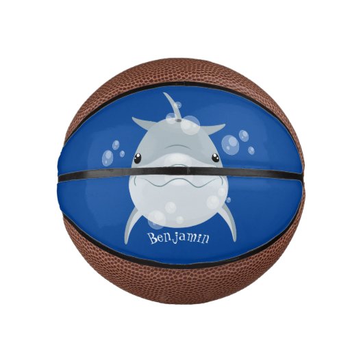 Cute happy kawaii dolphin cartoon basketbal (Voorkant)