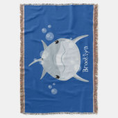 Cute happy kawaii dolphin cartoon deken (Voorkant Verticaal)