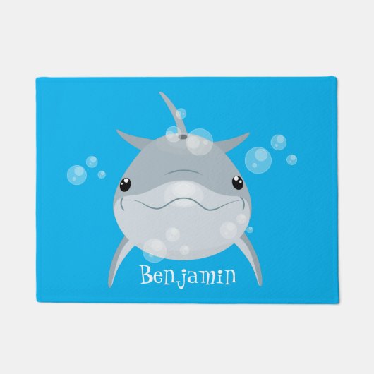 Cute happy kawaii dolphin cartoon deurmat (Voorkant)