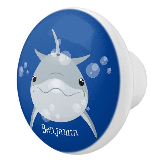 Cute happy kawaii dolphin cartoon keramische knop (Rechts)