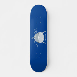 Cute happy kawaii dolphin cartoon skateboard