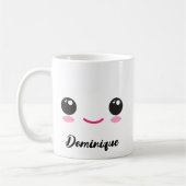 Cute Happy Kawaii Face - Nom Personnalisable Mug (Gauche)