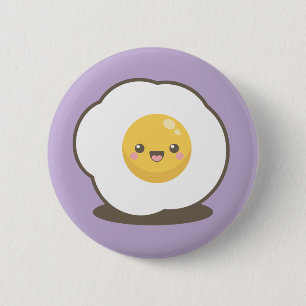 Cute Happy Kawaii Fried Egg Pin Badge Button