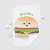 Cute happy kawaii hamburger cartoon golfhanddoek (Insitu)