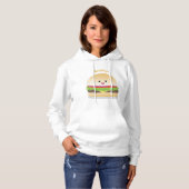Cute happy kawaii hamburger cartoon hoodie (Voorkant volledig)