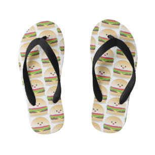 Cute happy kawaii hamburger cartoon kinder teenslippers