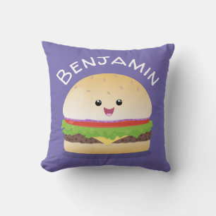 Cute happy kawaii hamburger cartoon kussen