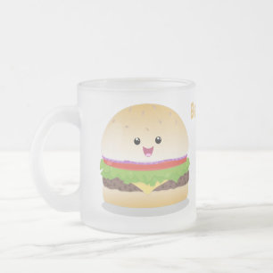 Cute happy kawaii hamburger cartoon matglas koffiemok
