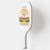 Cute happy kawaii hamburger cartoon pickleball paddle (Links)