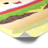 Cute happy kawaii hamburger cartoon poster (Hoek)
