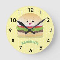 Cute happy kawaii hamburger cartoon