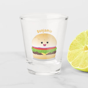 Cute happy kawaii hamburger cartoon shot glas