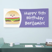 Cute happy kawaii hamburger cartoon spandoek (Beurs)