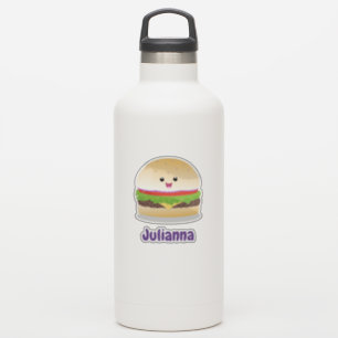 Cute happy kawaii hamburger cartoon sticker