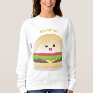 Cute happy kawaii hamburger cartoon trui