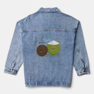 Cute happy kawaii kosnots cartoon illustratie denim jacket