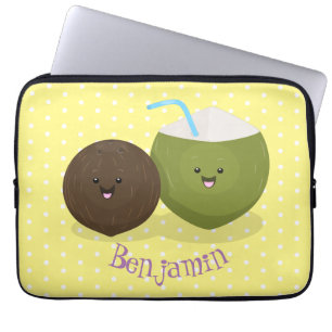 Cute happy kawaii kosnots cartoon illustratie laptop sleeve