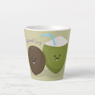 Cute happy kawaii kosnots cartoon illustratie latte mok
