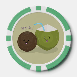 Cute happy kawaii kosnots cartoon illustratie poker chips