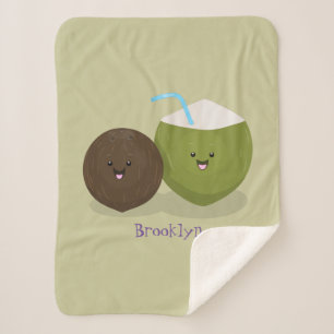 Cute happy kawaii kosnots cartoon illustratie sherpa deken
