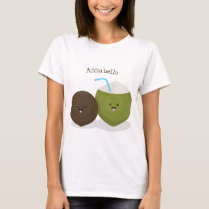 Cute happy kawaii kosnots cartoon illustratie t-shirt
