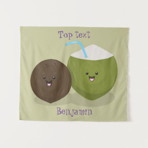 Cute happy kawaii kosnots cartoon illustratie wandkleed