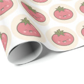 Cute Happy Kawaii Tomato Pattern Kinder Cadeaupapier (Rol Hoek)