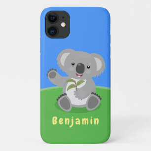 Cute happy koala waving cartoon illustratie iPhone 11 hoesje