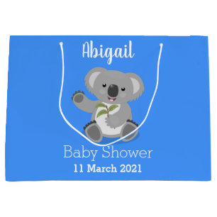 Cute happy koala waving cartoon illustratie groot cadeauzakje