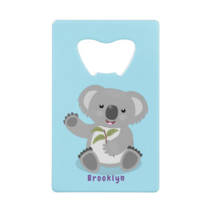 Cute happy koala waving cartoon illustratie kredietkaart flessenopener