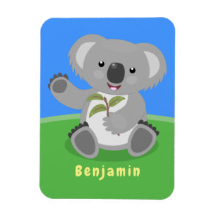 Cute happy koala waving cartoon illustratie magneet