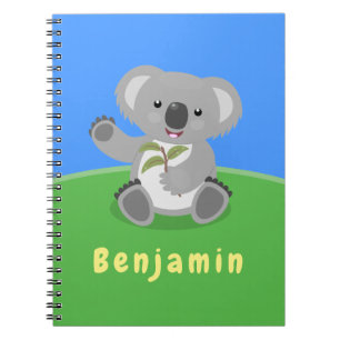 Cute happy koala waving cartoon illustratie notitieboek
