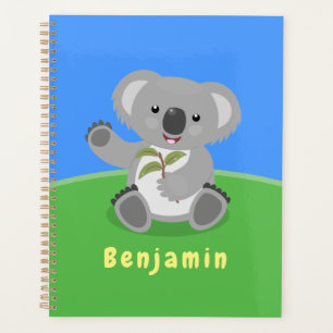 Cute happy koala waving cartoon illustratie planner