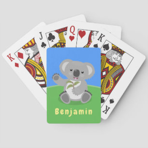 Cute happy koala waving cartoon illustratie pokerkaarten