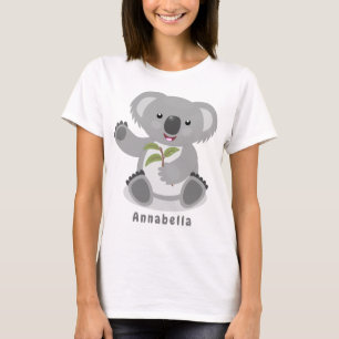 Cute happy koala waving cartoon illustratie t-shirt