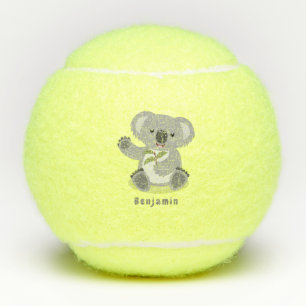 Cute happy koala waving cartoon illustratie tennisballen