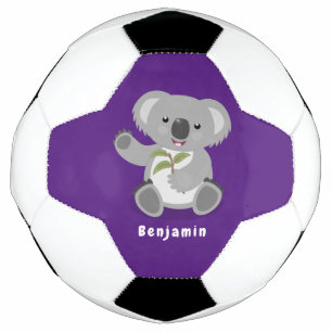 Cute happy koala waving cartoon illustratie voetbal