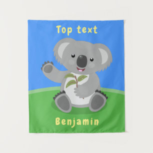 Cute happy koala waving cartoon illustratie wandkleed