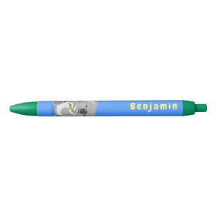 Cute happy koala waving cartoon illustratie zwarte inkt pen