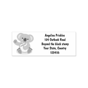 Cute happy koala waving cartoon illustration rubbe 	rubberstempel