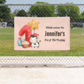 Cute Happy Koe 1st Birthday Welkom Spandoek (Insitu)