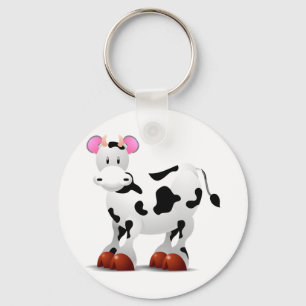 Cute Happy-koeiencartoon Sleutelhanger