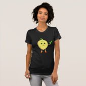 Cute happy lemon cartoon met sleutel en kalligrafi t-shirt (Voorkant volledig)