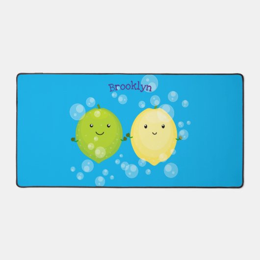 Cute happy lemon limoen illustratie bureaumat (Voorkant)