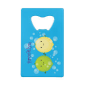 Cute happy lemon limoen illustratie kredietkaart flessenopener (Achterkant)