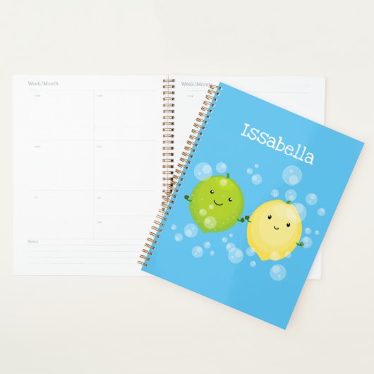 Cute happy lemon limoen illustratie planner (Display)