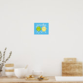 Cute happy lemon limoen illustratie poster (Keuken)