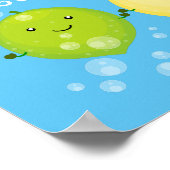 Cute happy lemon limoen illustratie poster (Hoek)