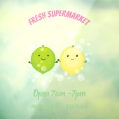 Cute happy lemon limoen illustratie raamsticker (Vel 3)