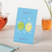 Cute happy lemon limoen illustratie reclamebord met voetstuk (Insitu)